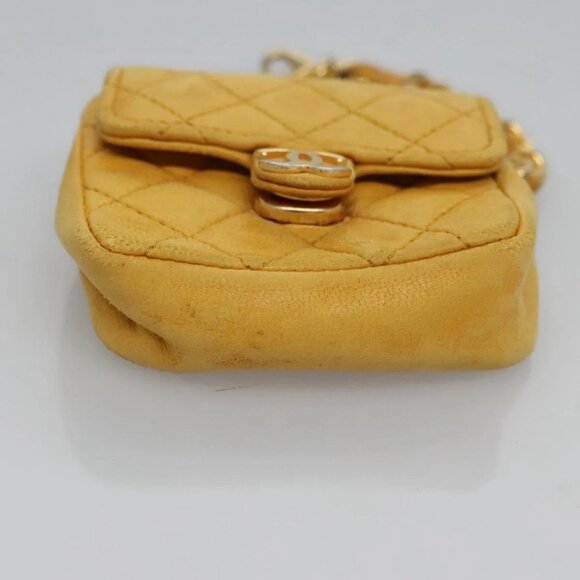 CHANEL Mini Mini Matelasse Charm Lamb Skin Yellow CC - Picture 8 of 16